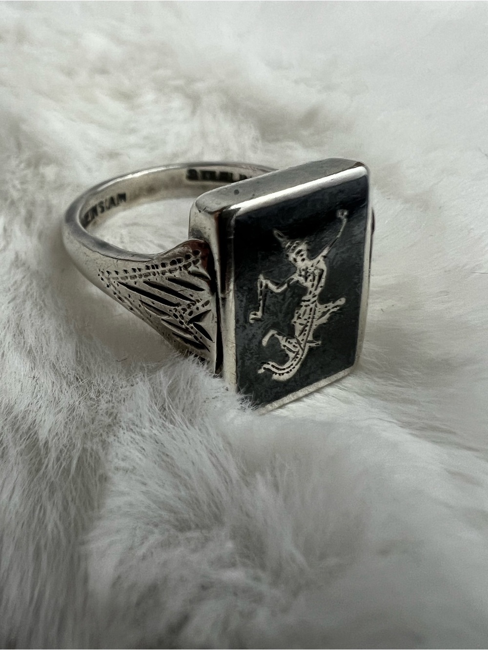 Vintage Niello Siam Sterling Silver Statement Flip Ring - Size 7.125